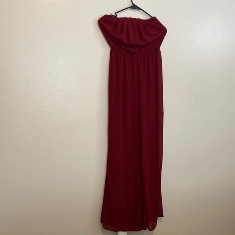 CHARLOTTE Russe strapless wine colored lined stunning pants jumper small